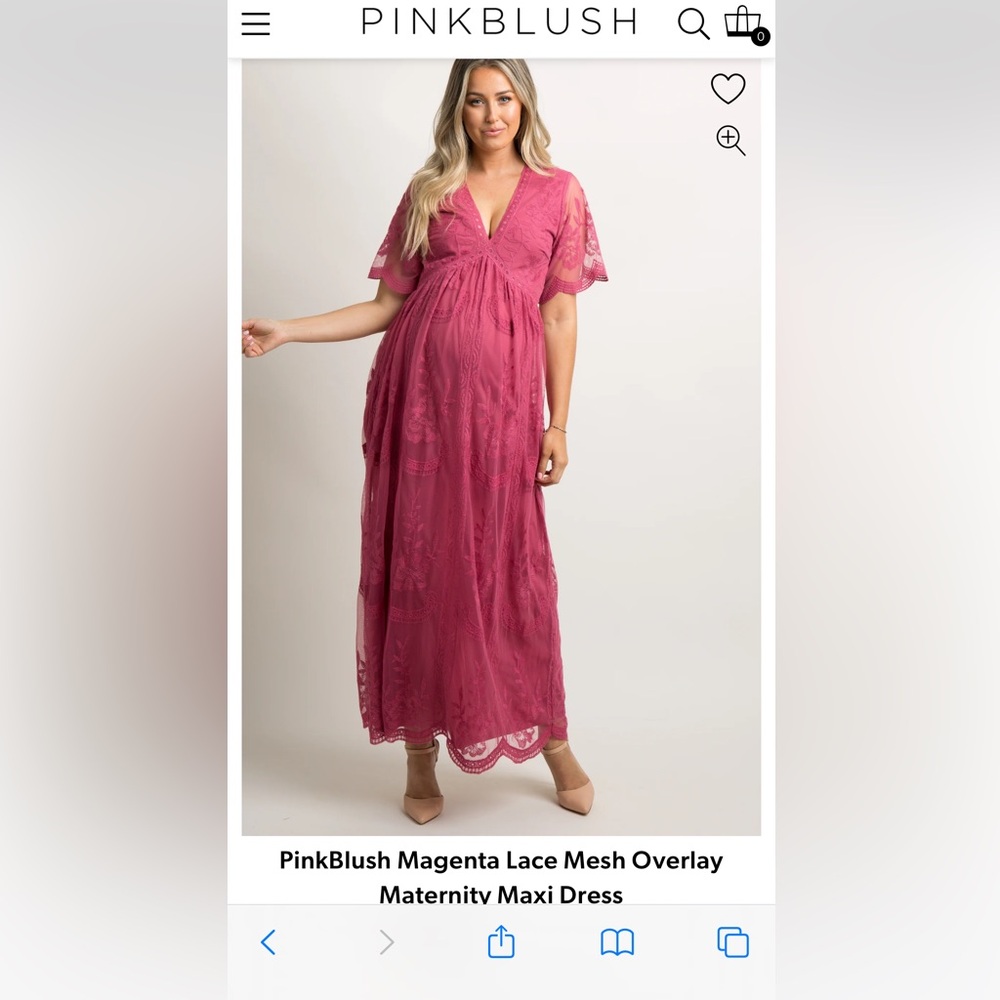 Pink Blush lace mesh overlay maternity maxi dress